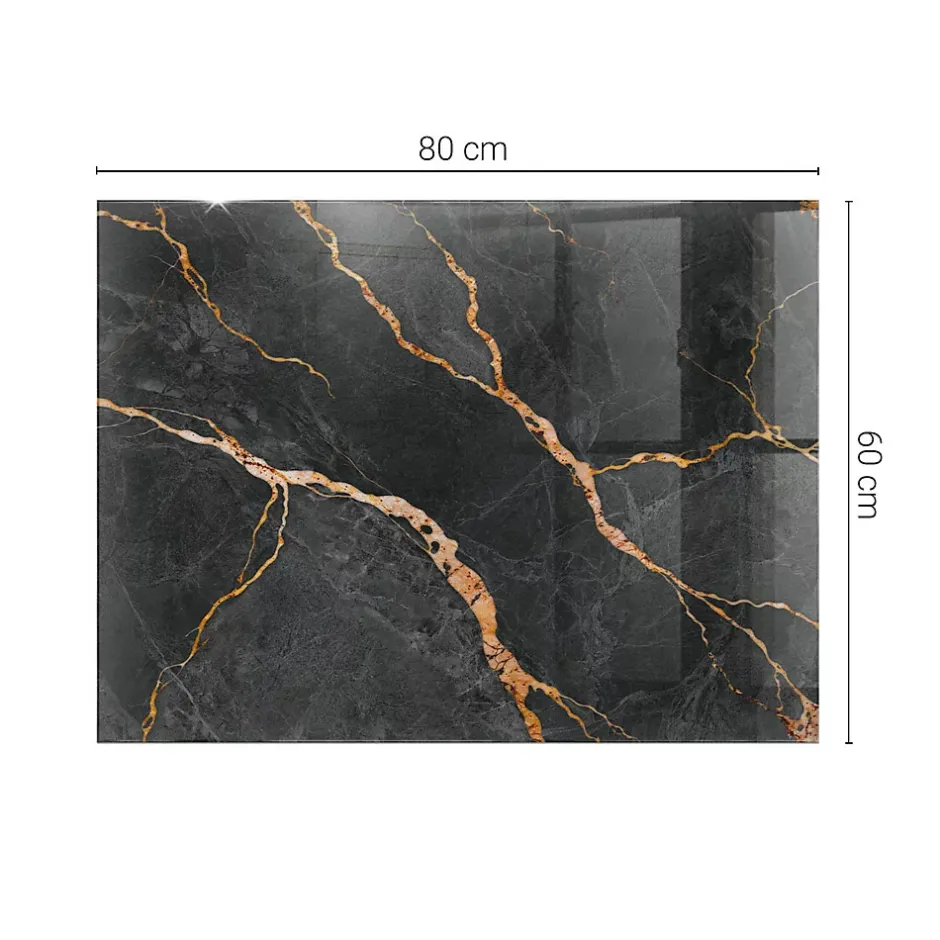 Dessus de table en verre trempé 80x60 cm Motif marbré avec veines-Wallfluent New