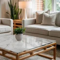 Dessus de table en verre trempé 50x50 cm Motif de surface en marbre-Wallfluent Clearance