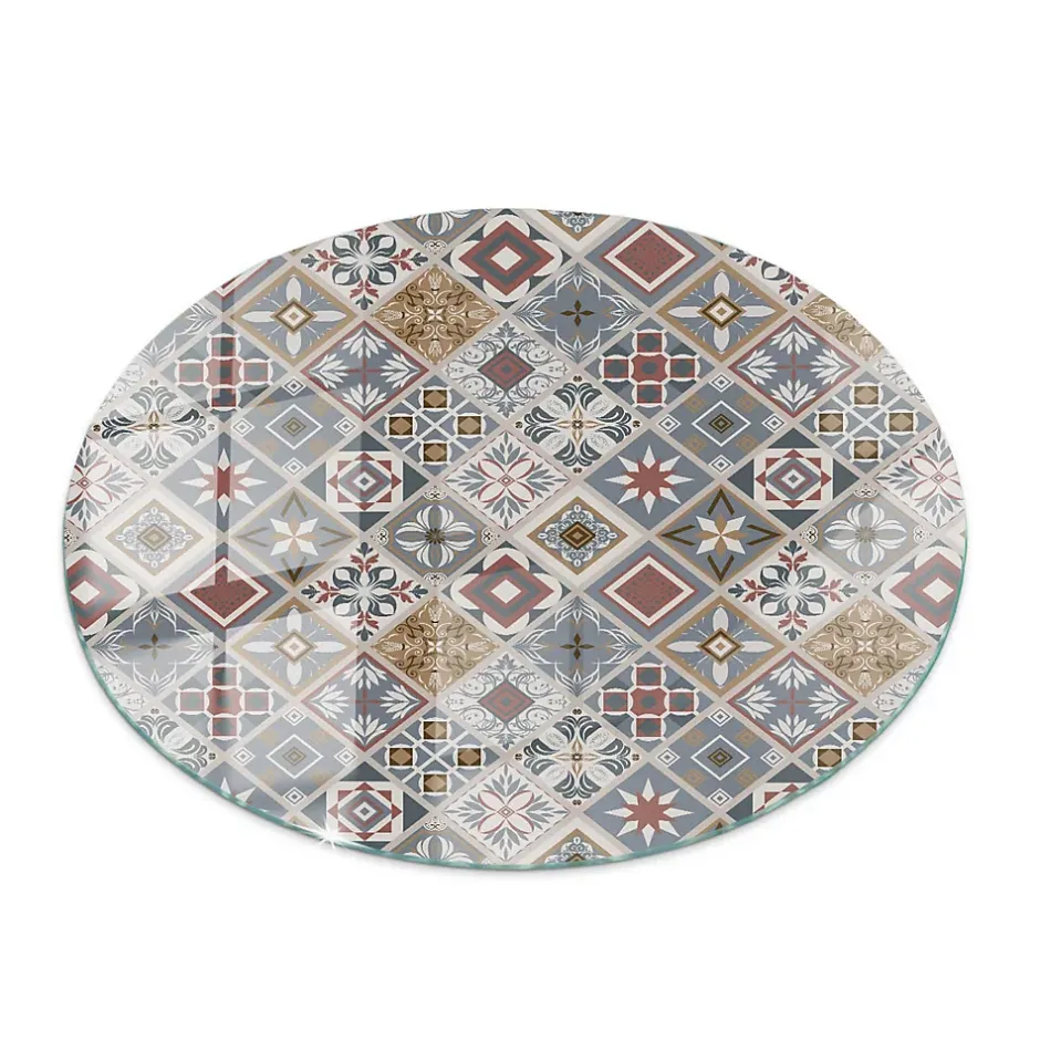Dessus de table en verre trempé fi80 cm Motif mosaïque avec ornements-Wallfluent Hot