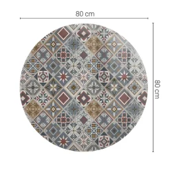 Dessus de table en verre trempé fi80 cm Motif mosaïque avec ornements-Wallfluent Hot