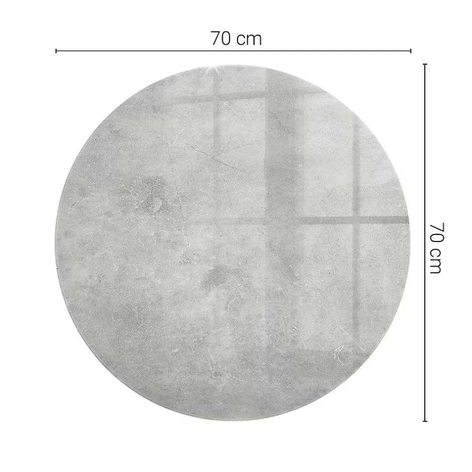 Dessus de table en verre trempé fi70 cm Texture de béton avec fissures-Wallfluent New