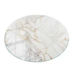 Wallfluent Dessus de table en verre trempé fi80 cm Marbre élégant avec veines