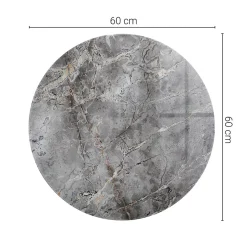 Wallfluent Dessus de table en verre trempé fi60 cm Motif naturel de marbre