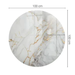 Dessus de table en verre trempé fi100 cm Marbre élégant avec veines-Wallfluent Online