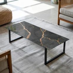Dessus de table en verre trempé 125x50 cm Motif marbré avec veines-Wallfluent Hot