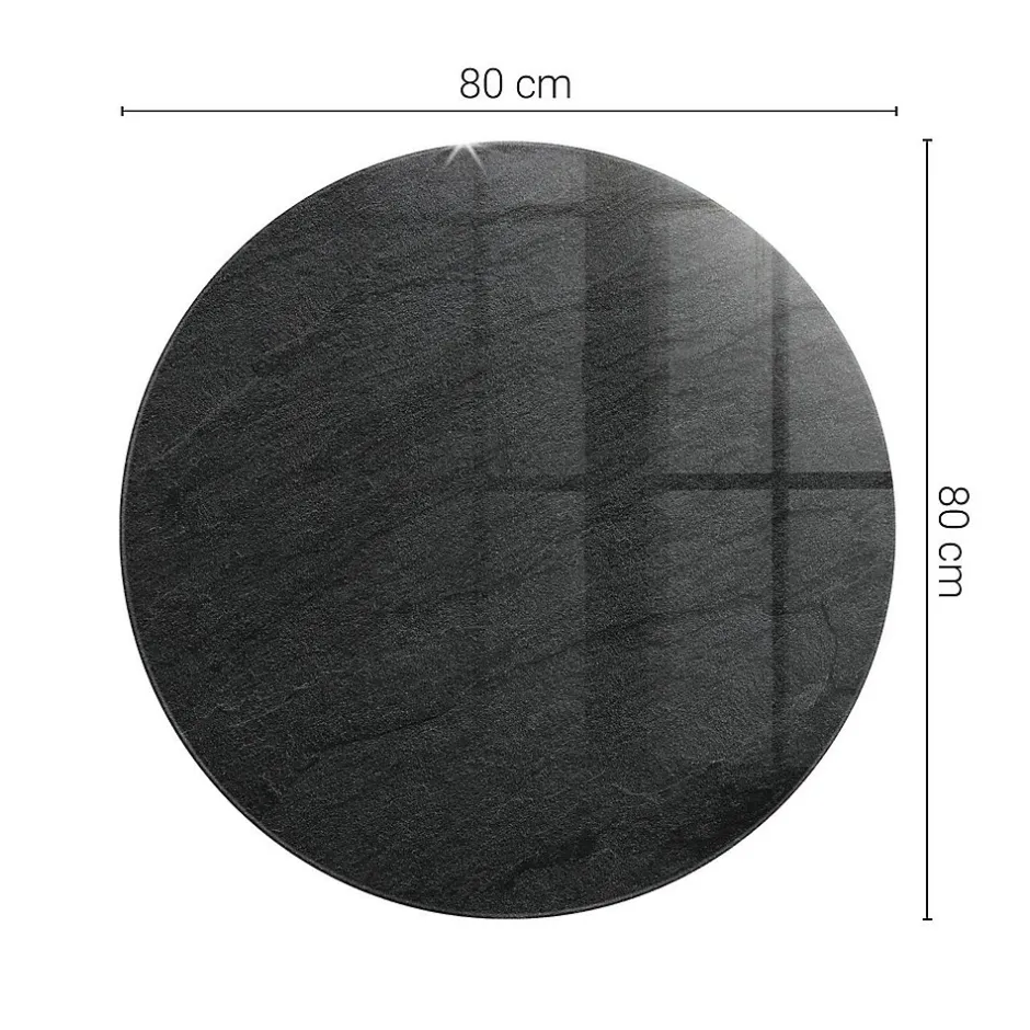 Dessus de table en verre trempé fi80 cm Texture de pierre naturelle-Wallfluent Hot