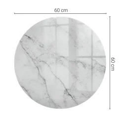 Dessus de table en verre trempé fi60 cm Motif de surface en marbre-Wallfluent Hot