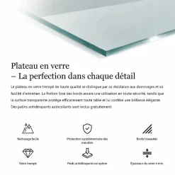 Dessus de table en verre trempé 60x60 cm Transparent-Wallfluent Sale