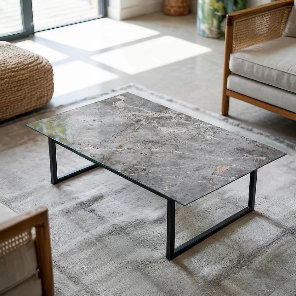 Dessus de table en verre trempé 120x80 cm Motif naturel de marbre-Wallfluent Discount