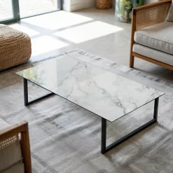 Wallfluent Dessus de table en verre trempé 100x50 cm Motif de surface en marbre