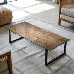 Dessus de table en verre trempé 125x50 cm Structure de planches en bois-Wallfluent Discount