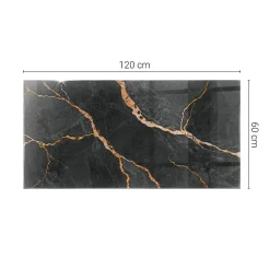 Wallfluent Dessus de table en verre trempé 120x60 cm Motif marbré avec veines