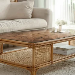 Wallfluent Dessus de table en verre trempé 80x60 cm Motif bois