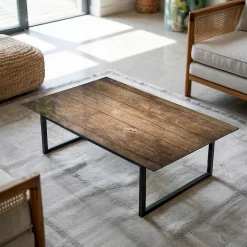 Wallfluent Dessus de table en verre trempé 120x80 cm Structure de planches en bois