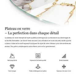 Dessus de table en verre trempé fi50 cm Bois naturel avec résine-Wallfluent Best