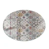 Wallfluent Dessus de table en verre trempé fi90 cm Motif mosaïque avec ornements