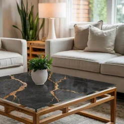 Dessus de table en verre trempé 50x50 cm Motif marbré avec veines-Wallfluent Sale