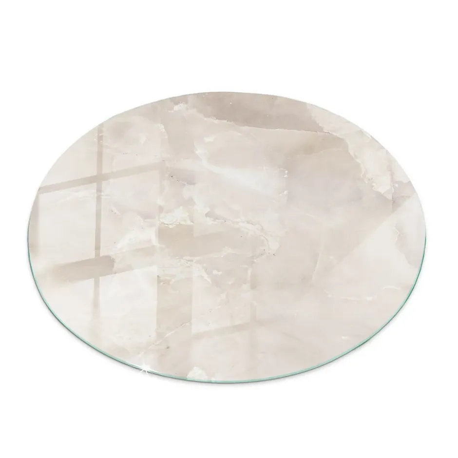 Wallfluent Dessus de table en verre trempé fi90 cm Motif texturé de marbre