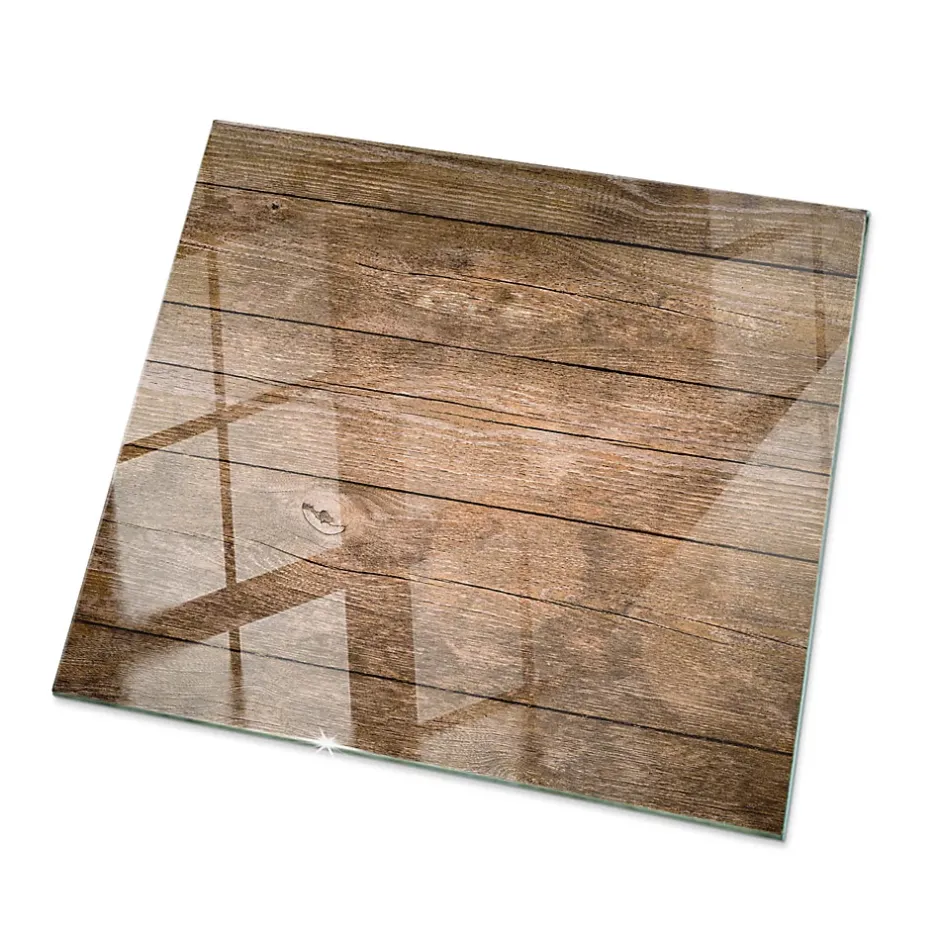 Dessus de table en verre trempé 50x50 cm Structure de planches en bois-Wallfluent Clearance