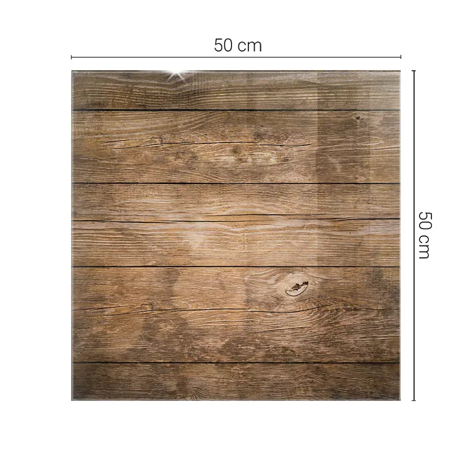 Dessus de table en verre trempé 50x50 cm Structure de planches en bois-Wallfluent Clearance