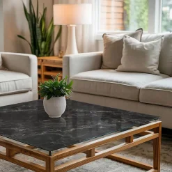 Wallfluent Dessus de table en verre trempé 60x60 cm Motif de marbre veiné