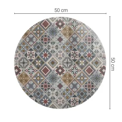 Dessus de table en verre trempé fi50 cm Motif mosaïque avec ornements-Wallfluent New
