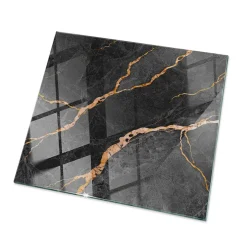 Wallfluent Dessus de table en verre trempé 60x60 cm Motif marbré avec veines