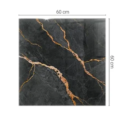 Wallfluent Dessus de table en verre trempé 60x60 cm Motif marbré avec veines