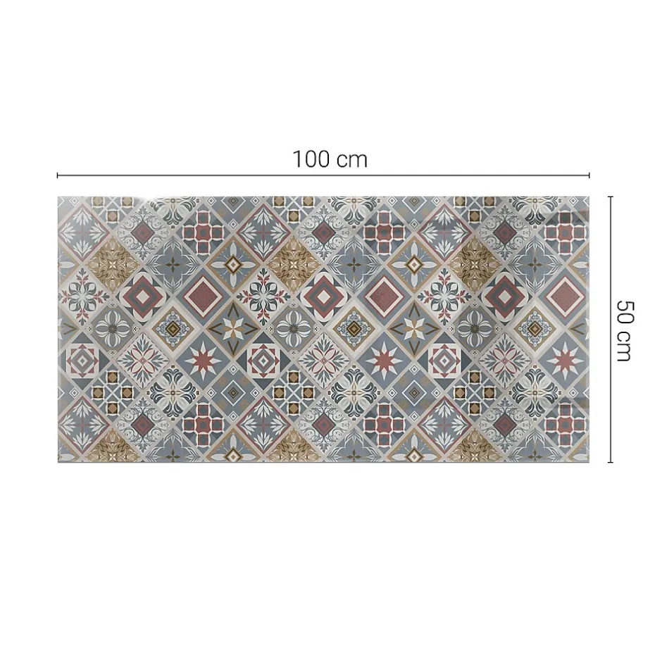 Wallfluent Dessus de table en verre trempé 100x50 cm Motif mosaïque avec ornements