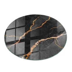 Dessus de table en verre trempé fi70 cm Motif marbré avec veines-Wallfluent Discount