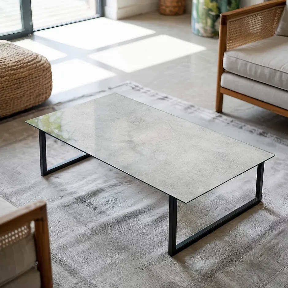 Dessus de table en verre trempé 120x60 cm Texture de béton avec fissures-Wallfluent Outlet