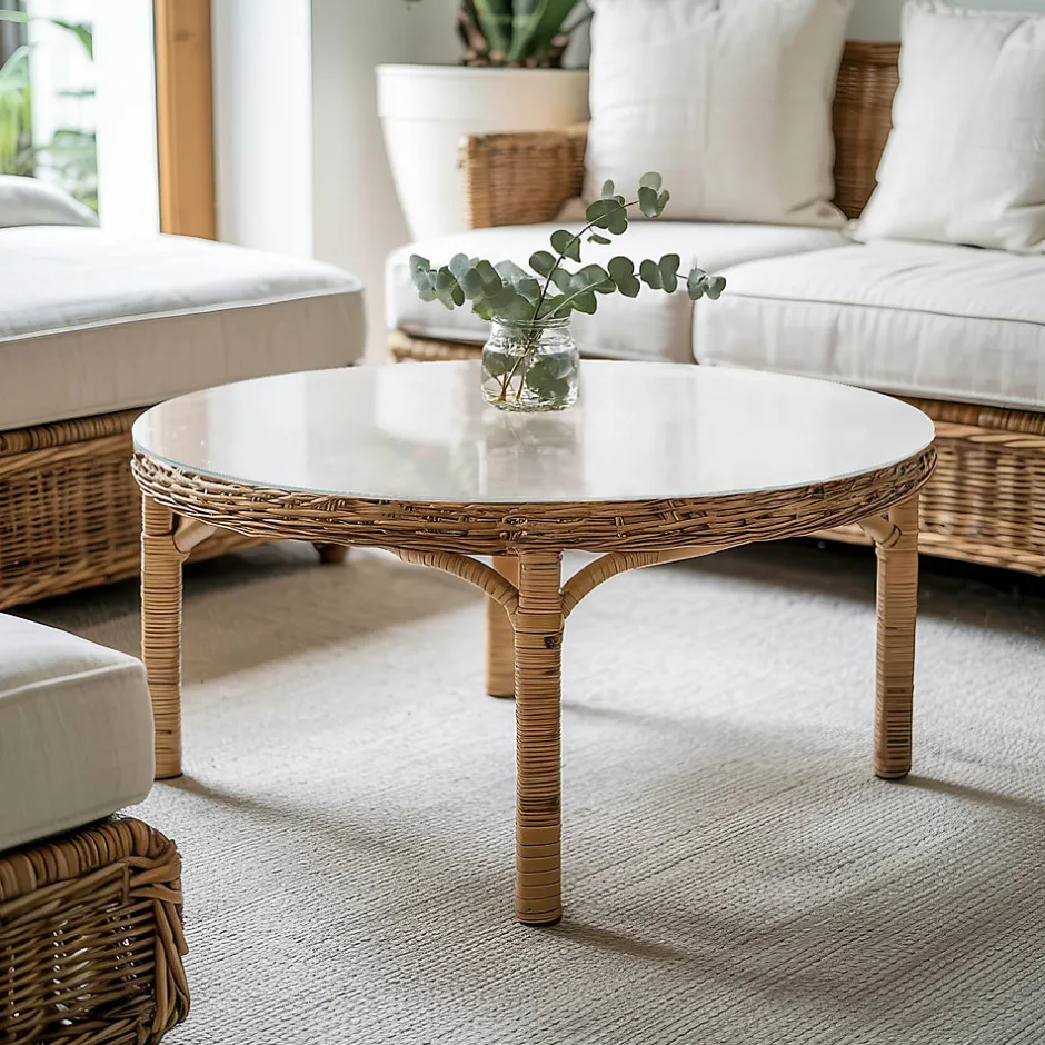 Dessus de table en verre trempé fi70 cm Couleur blanche lisse-Wallfluent New