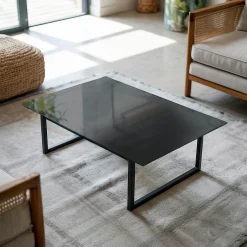 Wallfluent Dessus de table en verre trempé 80x60 cm Couleur noire lisse