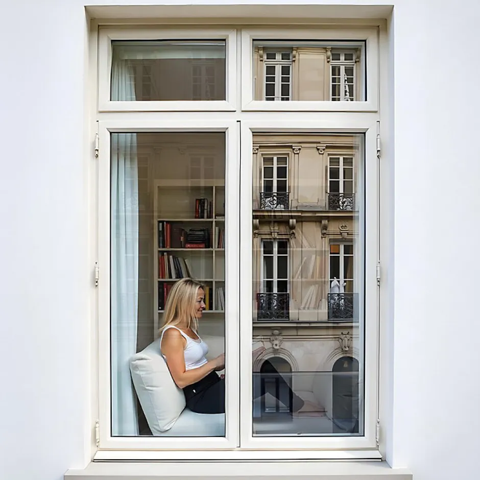 DIMEXACT - Brise vue pour fenêtre à grand vitrage vis-à-vis lointain - alu clair - 152 cm x 0.5 m - en Rouleau-