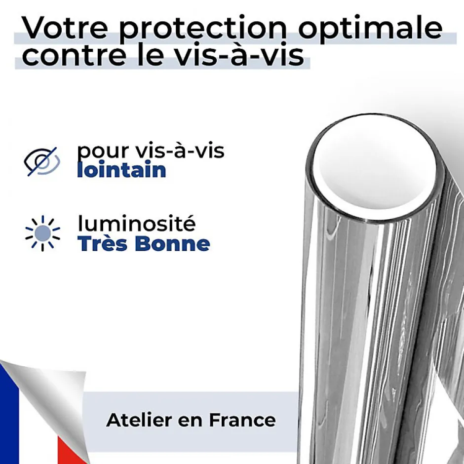 DIMEXACT - Brise vue pour fenêtre à grand vitrage vis-à-vis lointain - alu clair - 75 cm x 1.5 m - en Rouleau