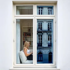 DIMEXACT - Film anti regard pour fenêtre à petit vitrage vis-à-vis proche - bleu - 75 cm x 0.5 m - en Rouleau