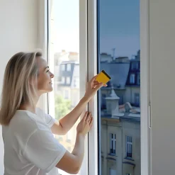 DIMEXACT - Film anti regard pour fenêtre à petit vitrage vis-à-vis proche - bleu - 75 cm x 0.5 m - en Rouleau