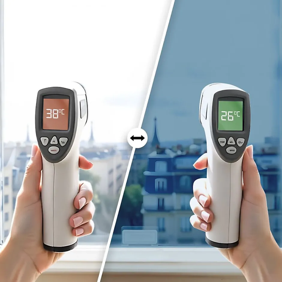 DIMEXACT - Film miroir sans tain pour grand vitrage vis-à-vis proche - bleu - 75 cm x 1.5 m - en Rouleau