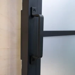 Schulte Double porte coulissante complète verre - 205x220 - Porte vitrée - Satinée - Décor industriel - Noir