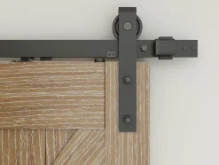 Schulte Double porte coulissante intérieure en bois - 205x215 - chêne - oak - système ouvert noir - softclose