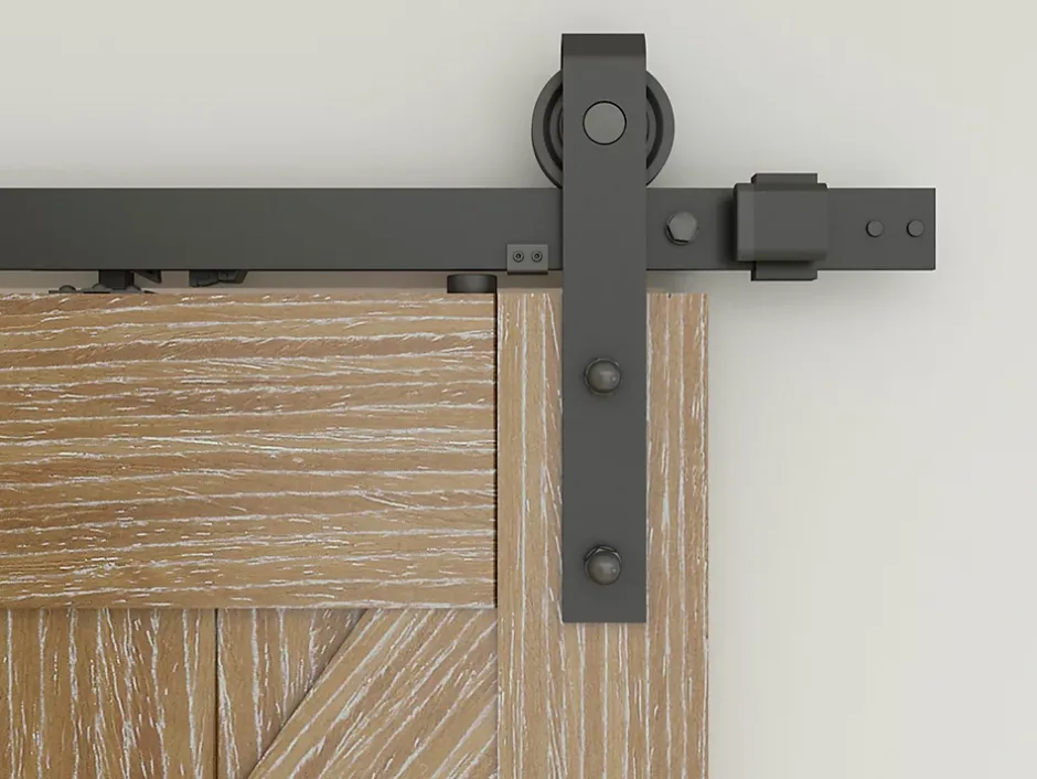 Schulte Double porte coulissante intérieure en bois - 205x215 - chêne - oak - système ouvert noir - softclose