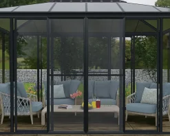 Canopia Double-porte moustiquaire grise pour véranda et tonnelle