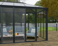 Canopia Double-porte moustiquaire grise pour véranda et tonnelle