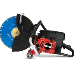 Eberth Tronçonneuse à essence Motorflex pour coupe à eau et à sec, disque de 350mm, moteur 2 temps de 3 kW, 64,6 ccm de cylindrée