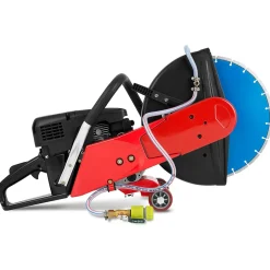 Eberth Tronçonneuse à essence Motorflex pour coupe à eau et à sec, disque de 350mm, moteur 2 temps de 3 kW, 64,6 ccm de cylindrée