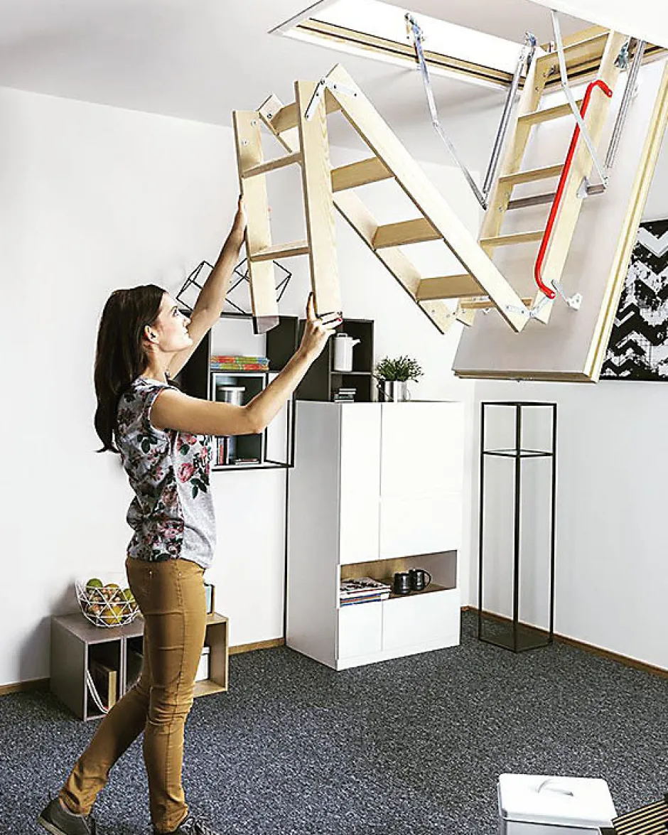 Echelle coupe feu 60min avec trappe de 86x130cm - Hauteur de 2.42 à 3.05m - LWF60/86130-305-Matisere Sale