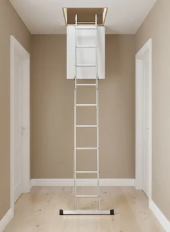Echelle escamotable 3 plans - Haut. du sol au sol supérieur 3.00m - 9344-001-Hailo New