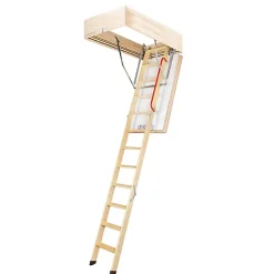 Echelle escamotable bois - Trémie de 70 x 140cm - Hauteur de 2.34 à 2.80m - LWT70140-2-Matisere Online