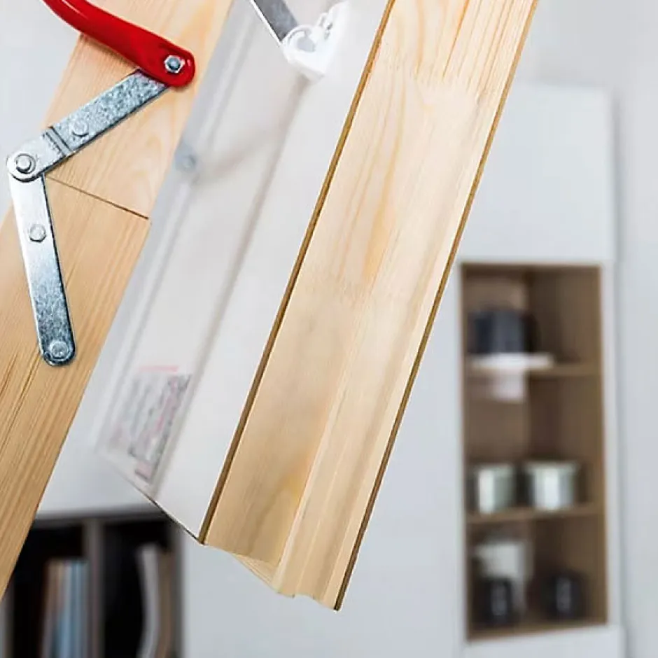 Echelle escamotable bois - Trémie de 70 x 130cm - Hauteur de 2.34 à 2.80m - LWT70130-2-Matisere Sale