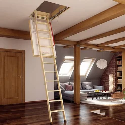 Echelle escamotable bois - Trémie de 60 x 120cm - Hauteur de 2.34 à 2.80m - LWT60120-2-Matisere